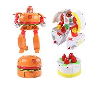 Giftik 2 PCS DIY Food Transforming Robot Toys Pack, Deformable Hamburger French Fries Robot Role Play Early Educational Toys Set for Adult Kids Boys Girls (Burger + Cake)
