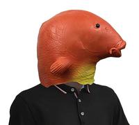 Giftik 3D Realistic Fish Duck Dog Horse Mask Headgear, Funny Animal Mask Terror Carnival Performance Costume Party Cosplay Props (Red Goldfish)