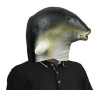 Giftik 3D Realistic Fish Duck Dog Horse Mask Headgear, Funny Animal Mask Terror Carnival Performance Costume Party Cosplay Props (Black Goldfish)