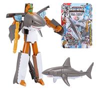 Giftik Deformable Ocean Animal Robot Toys,Sea Beach Toy Transforming Shark Dolphin Killer Shark Whale Shark Figures Toys for Kids Boys Girls Age 3 4 5 7 8 9 10 11 12 (White Shark)