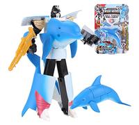 Giftik Deformable Ocean Animal Robot Toys, Sea Beach Transforming Shark Dolphin Killer Whale Figures for Kids Boys Girls Age 3-12 (Dolphin)