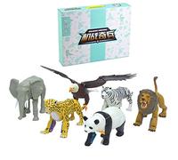 Giftik Forest Ocean Animal Transforming Robot Toys Pack,Deformed Eagle Lion Cheetah Elephant Tiger Panda Shark Dolphin Action Figure Toys (Forest Animal)