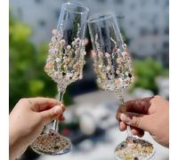 Giftik Handmade DIY Material Package Wedding Toast Cup Champagne Cup for Engagement Party Table Decoration Bridal Shower & Wedding Decor (F)