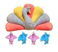 Giftik Peacock with 4 PCS Little Peacock Plush Doll Toys Set,23 Inch Funny Large Cartoon Peacock Stuffed Plush Cushion Pillow Toy