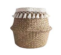 Giftik Plant Basket, Seagrass Woven Baskets Indoor Outdoor, Home Decor Planter Pot Storage Laundry Picnic Grocery Straw Beach Bag (L)