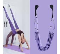 Giftik Yoga Stretching Strap, Aerial Yoga Rope with Door Anchor,Backbend Training Belt Trainer Stretching Equipment Assist Stretch Strap for Fitness Dance Ballet Gymnastics (Purple)