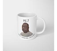 GIFTIMIZED Beetlejuice Just Hanging Around Mug Funny Viral Meme Guy Reaction Quote Internet Legend Humour Coffee Cup Novelty Gift for Him Her Friend Birthday Christmas Secret Santa Office Gag