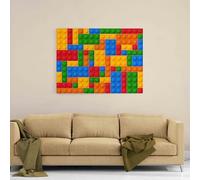 GIFTIMIZED Building Block Personalised Name Canvas Wall Art Colourful Toy Brick Style Custom Colour Choice Kids Nursery Bedroom Decor Playroom Wall Print Baby Name Gift Modern Fun Poster