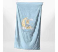 GIFTIMIZED Custom Name Bunny On Moon Towel Custom Colour Cute Cuddly Rabbit Stars Bath Towel Soft Absorbent Nursery Bathroom Beach Swim Newborn Keepsake Gift Cosy Kids Bedroom Decor UK