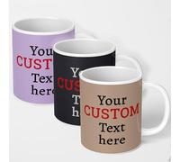 GIFTIMIZED Custom Text Mug, Personalised Message & Colour Coffee Cup, Add Any Words or Quote, Gift for Family or Friends, Optional Coaster or Heat Reveal Mug