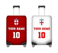 GIFTIMIZED England Flag Personalised Name & Number Luggage Cover, Custom Football Travel Case Protector, Red Cross Design, Patriotic Gift for England Fans