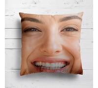 GIFTIMIZED Face Zoom In Cushion, Upload Photo Custom Face All Over Pillow, Funny Personalised Home Decor, Hilarious Gift for Friends or Couples, Cushion Cover or Filled