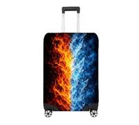 GIFTIMIZED Fire and Ice Split Luggage Cover Elemental Flame and Frost Design Fantasy Contrast Artwork Suitcase Protector Holiday Vacation Travel Accessory Gift UK