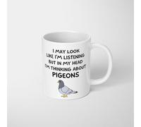 GIFTIMIZED in My Head Im Thinking About Pigeons Funny Bird Personalised Mug Funny Bird Lover Meme Coffee Cup Custom Name Gift Birthday Christmas