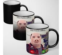 GIFTIMIZED John Pork Mug Heat Sensitive Colour Changing Mug Magic Reveal Funny Viral Meme Coffee Cup Internet Trend Novelty Heat Change Magic Mug Gift for Friend