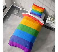 GIFTIMIZED LGBTQ+ Pride Rainbow Flag Duvet Cover Bedding Set - Single, Double, King Sizes - Optional Pillowcase - Gay Lesbian Bisexual Transgender Non-Binary Queer Bedroom Décor