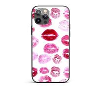 GIFTIMIZED Lipstick Kisses Phone Case Red Lip Print iPhone Case Glam Makeup Aesthetic Phone Cover Cute Kiss Pattern Protective Case for iPhone 13 14 15 16 17 Pro Max
