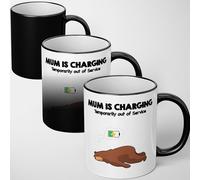 GIFTIMIZED Mum Charging Animal Mug Heat Sensitive Colour Changing Mug Magic Reveal Funny Mum Life Coffee Cup Cute Animal Novelty Heat Change Magic Mug Mothers Day Gift