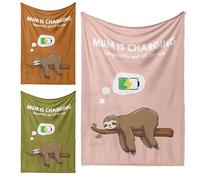 GIFTIMIZED Mum is Charging Out of Service Blanket Bed Throw Sofa Couch Super Soft | Made in UK | Washable | Custom Personalised, Gift For Mum, Mother's Day, Mum Birthday Gift (Sloth)