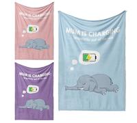 GIFTIMIZED Mum is Charging Out of Service Blanket Bed Throw Sofa Couch Super Soft | Made in UK | Washable | Custom Personalised, Gift For Mum, Mother's Day, Mum Birthday Gift (Elephant)