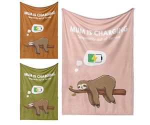 GIFTIMIZED Mum is Charging Out of Service Blanket Bed Throw Sofa Couch Super Soft | Made in UK | Washable | Custom Personalised, Gift For Mum, Mother's Day, Mum Birthday Gift (Sloth)