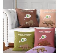 GIFTIMIZED Mum is Charging Out of Service Cushion Throw Pillow Cover With Filling Option | Made in UK | Multiple Sizes | Washable | Custom Personalised, Mother's Day, Birthday Gift (Sloth)