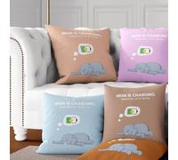 GIFTIMIZED Mum is Charging Out of Service Cushion Throw Pillow Cover With Filling Option | Made in UK | Multiple Sizes | Washable | Custom Personalised, Mother's Day, Birthday Gift (Elephant)
