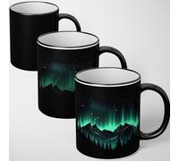 GIFTIMIZED Northern Lights Mug Heat Sensitive Colour Changing Mug Magic Reveal Aurora Borealis Sky Coffee Cup Galaxy Nature Aesthetic Novelty Heat Change Magic Mug Gift