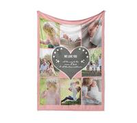 GIFTIMIZED Personalisable Upload Your Own Photos Collage Text Pictures Custom Memory Blanket Super Soft Bed Throw for Adults Kids Baby Gift Anniversary (8 Photo + Heart)
