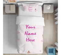 GIFTIMIZED Personalised Ballerina Swans Cot Bed Duvet Cover Set with Pillowcase, Custom Name Baby Bedding, Ballet Princess Nursery Theme, Pink Swan Toddler Quilt Cover, Infant Bed Linen