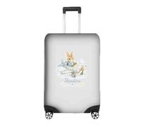 GIFTIMIZED Personalised Bunny Plane Luggage Cover Custom Name Colour Cute Cuddly Rabbit Aeroplane Clouds Stars Suitcase Protector Travel Accessory Holiday Keepsake Gift UK
