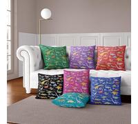 GIFTIMIZED Personalised Custom Name Dinosaur Alphabet Kids Cushion Throw Pillow Cover With Filling Option | Machine Washable | Super Soft | Made in UK | Multiple Sizes