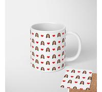 GIFTIMIZED Personalised Face Cut Out Hearts Mug - Upload Your Photo - Funny Custom Coffee Cup with Heart Design - Optional Heat-Changing Mug or Add Matching Coaster