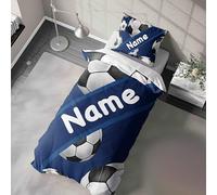 GIFTIMIZED Personalised Football Stripe Duvet Cover, Custom Name & Team Colour Bedding, Boys Bedroom Decor, Soccer Lover Gift, Kids Football Bedding Set, Optional Pillowcase