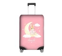 GIFTIMIZED Personalised Pink Bunny Luggage Cover Custom Name Colour Cute Cuddly Rabbit Teddy Bear Suitcase Protector Travel Holiday Accessory Nursery Keepsake Gift UK