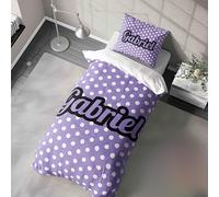 GIFTIMIZED Personalised Polka Dot Retro Font Duvet Cover, Custom Name & Colour Bedding, Vintage Kids Room Decor, Fun Bedroom Gift, Retro Typography Bedding, Optional Pillowcase