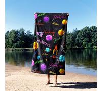 GIFTIMIZED Personalised Space Planets Name Towel Custom Kids Bath Towel Add Any Name and Background Colour Galaxy Solar System Design Face Hand Bath Sheet Oversize