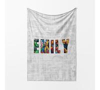 GIFTIMIZED Personalised Superhero Logo Any Name Custom Cosy Blanket Throw | Super Soft | British Made | Decoration Family Pet Kids His Her Gift House Warming Gift