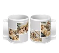 GIFTIMIZED Personalised Upload Your Own Photos Custom Text Coffee Cup Tea Mug 11oz Spacious Mug | Large Handle Easy Grip | Custom Photo Gift | Heat Changing Option (4 Images with Text)