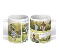 GIFTIMIZED Personalised Upload Your Own Photos Custom Text Coffee Cup Tea Mug 11oz Spacious Mug | Large Handle Easy Grip | Custom Photo Gift | Heat Changing Option (6 Images with 2 Text Lines)