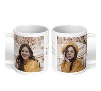 GIFTIMIZED Personalised Upload Your Own Photos Custom Text Coffee Cup Tea Mug 11oz Spacious Mug | Large Handle Easy Grip | Custom Photo Gift | Heat Changing Option (2 Images with Text)