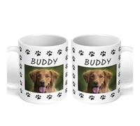GIFTIMIZED Personalised Upload Your Own Photos Custom Text Coffee Cup Tea Mug 11oz Spacious Mug | Large Handle Easy Grip | Custom Photo Gift | Heat Changing Option (1 Image Pet with Text)