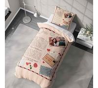 GIFTIMIZED Postcard Style Personalised Duvet Cover, Custom Text Message Bedding, Vintage Travel Postcard Design, Add Your Own Words Quilt Cover Gift for Kids, Teens or Adults