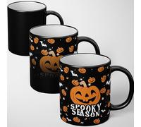 GIFTIMIZED Spooky Season Name Mug Heat Sensitive Colour Changing Mug Magic Reveal Halloween Pumpkin Ghost Coffee Cup Personalised Name Novelty Heat Change Magic Mug Gift