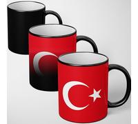 GIFTIMIZED Turkey Flag Mug Heat Sensitive Colour Changing Mug Magic Reveal Crescent Star Coffee Cup Patriotic Heat Change Magic Mug Gift for Turkish Pride Home Office