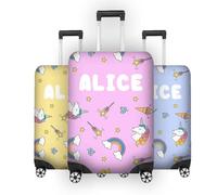 GIFTIMIZED Unicorn Ice Cream Personalised Luggage Cover Custom Name and Colour Cute Magical Suitcase Protector Travel Accessory