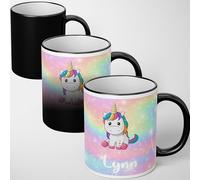 GIFTIMIZED Unicorn Name Mug Heat Sensitive Colour Changing Mug Magic Reveal Cute Fantasy Coffee Cup Personalised Kids Name Rainbow Unicorn Novelty Heat Change Magic Mug Gift