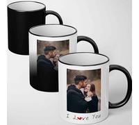 GIFTIMIZED Upload Your Own Love You Mug Heat Sensitive Colour Changing Mug Magic Reveal Custom Photo Message Coffee Cup Personalised Romance Novelty Heat Change Magic Mug Gift