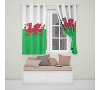 GIFTIMIZED Wales Flag Blackout Eyelet Curtains Red Dragon Design Welsh Home Decor Patriotic Bedroom Living Room Drapes Thermal Insulated Blackout Panels