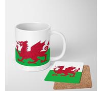 GIFTIMIZED Wales Welsh Flag Red Dragon Y Ddraig Goch Mug Coffee Tea Cup Gift with Coaster Option (Coaster Only)